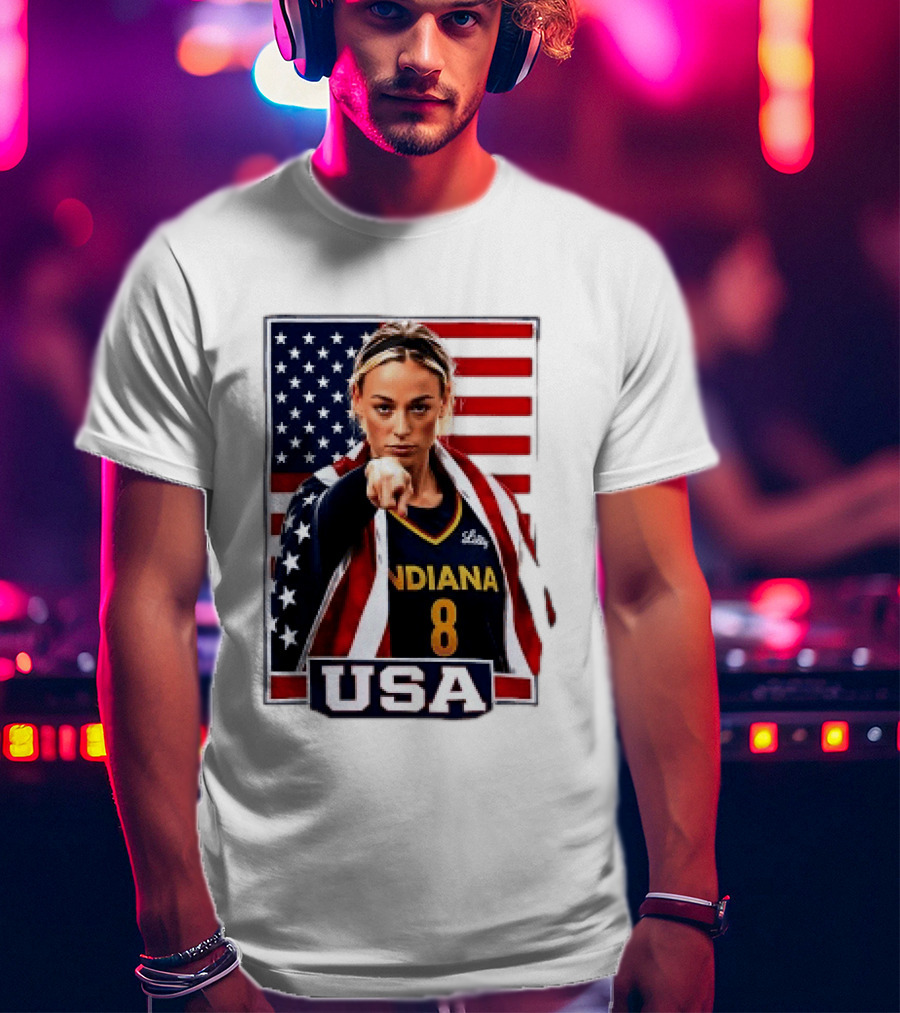 Indiana Fever WNBA Player Pointing American Flag USA Basketball Sports T-Shirt