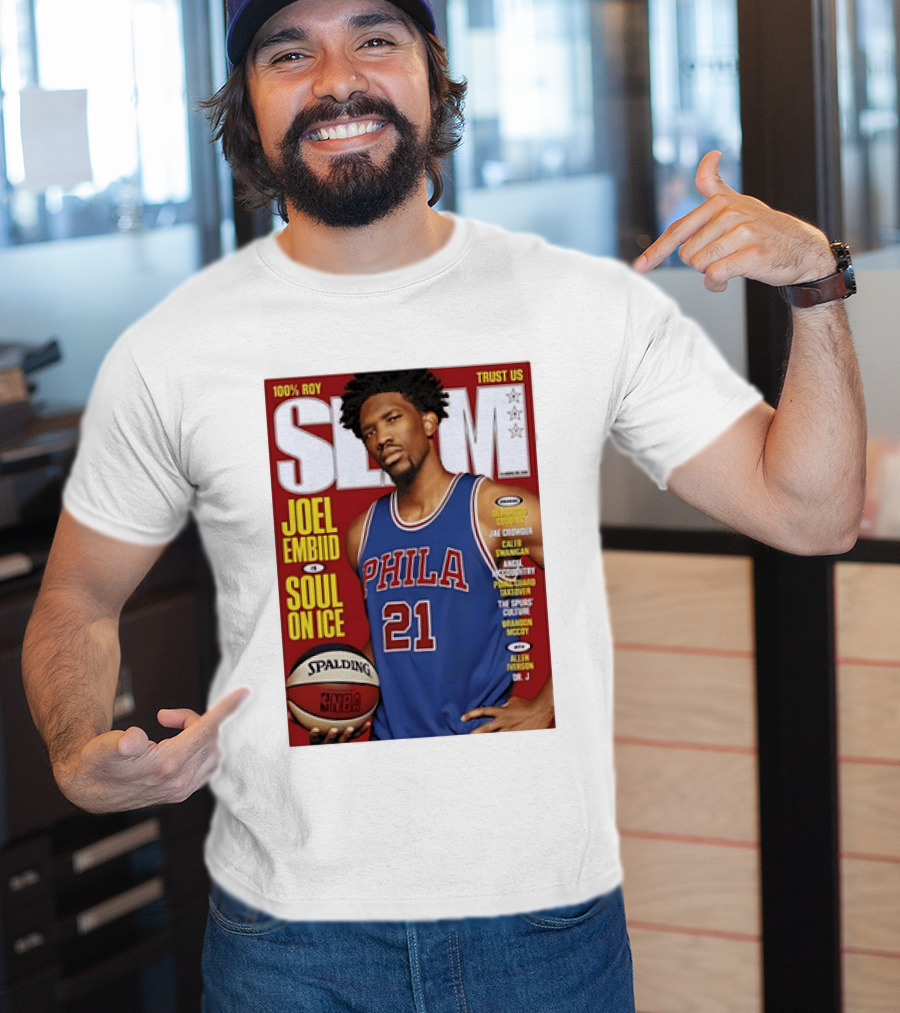 100% ROY SLAM Joel Embiid Soul On Ice PHILA 21 Philadelphia 76ers Cover T-Shirt
