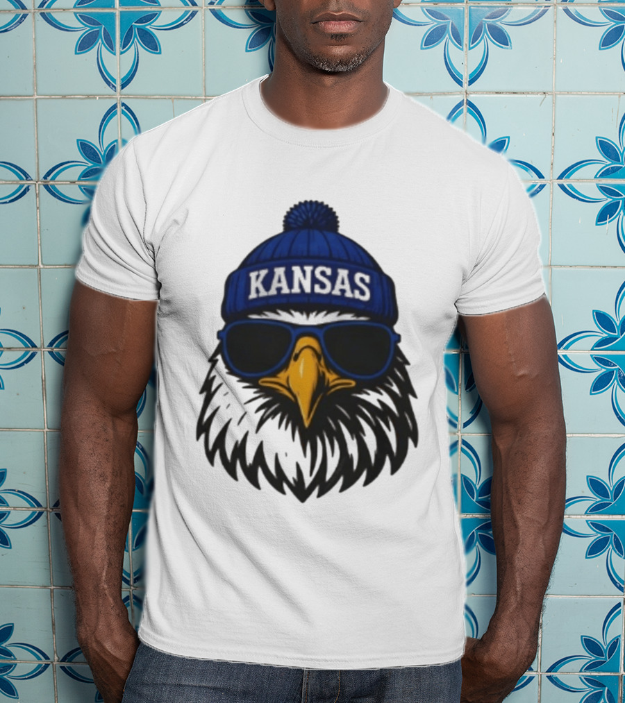 Kansas Jayhawks Jayhawk Hat Glasses Kansas Beanie T-Shirt