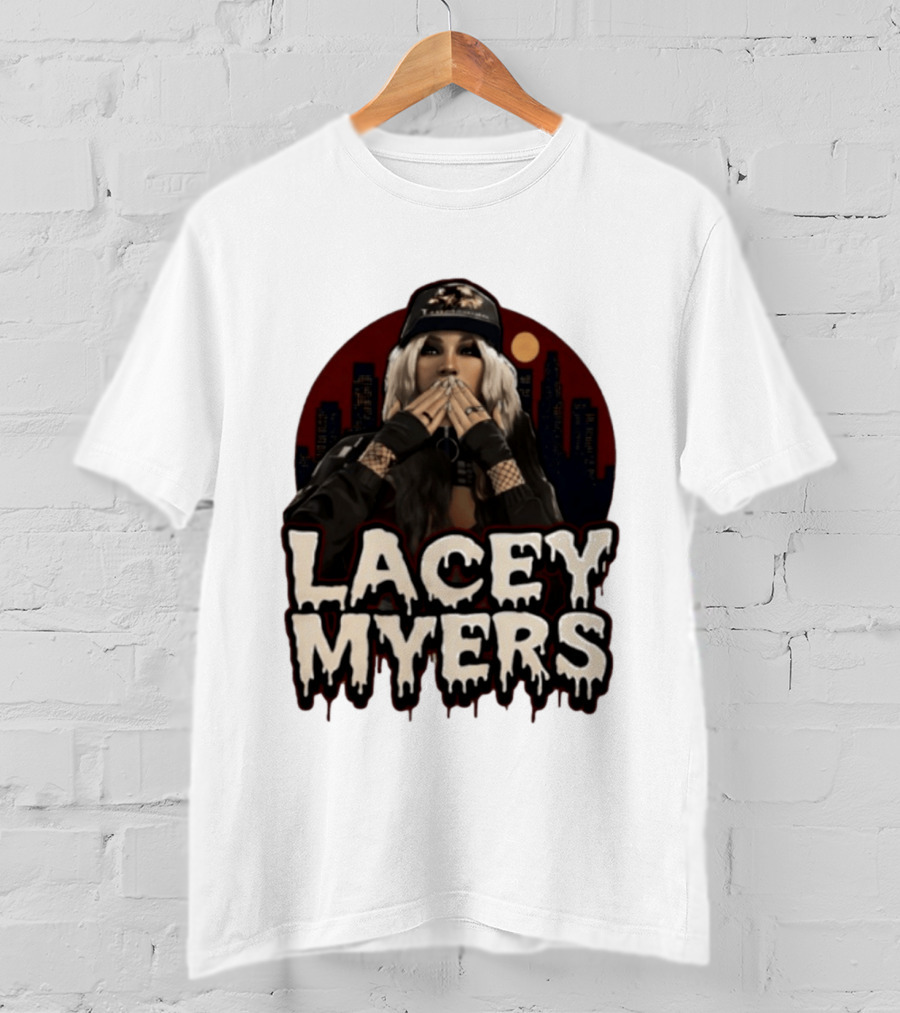 Lacey Myers City Skyline Red Moon Horror T-Shirt