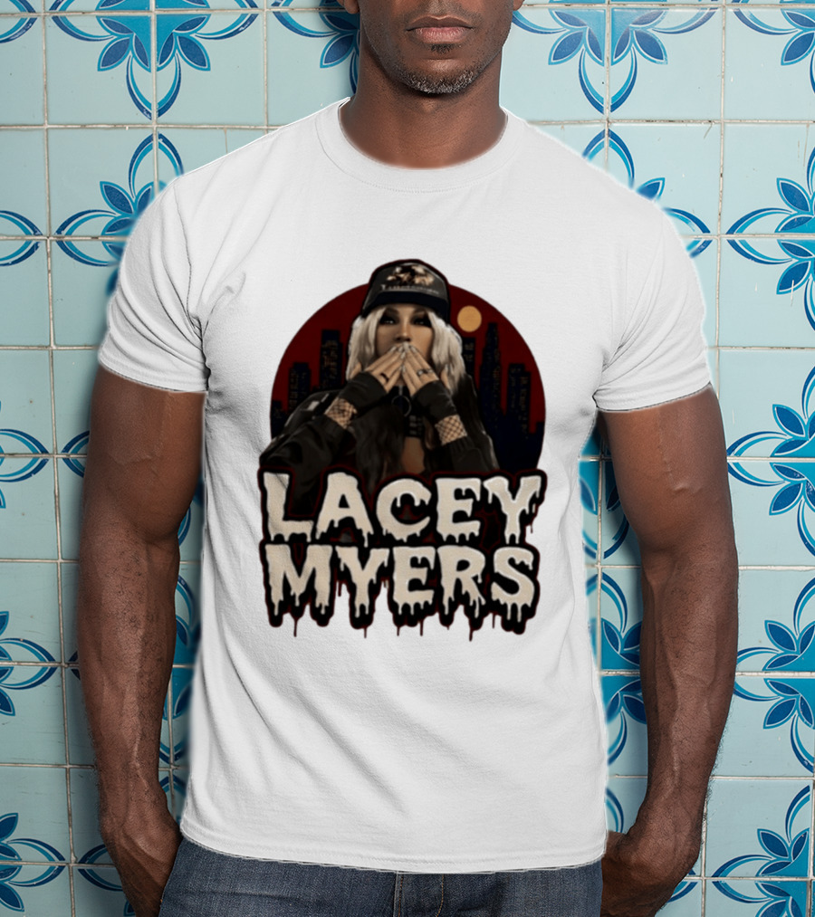 Lacey Myers City Skyline Red Moon Horror T-Shirt