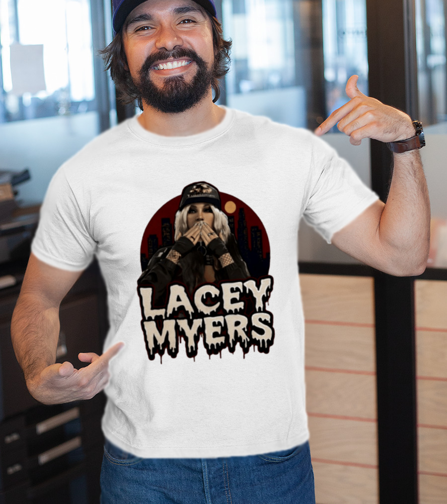 Lacey Myers City Skyline Red Moon Horror T-Shirt