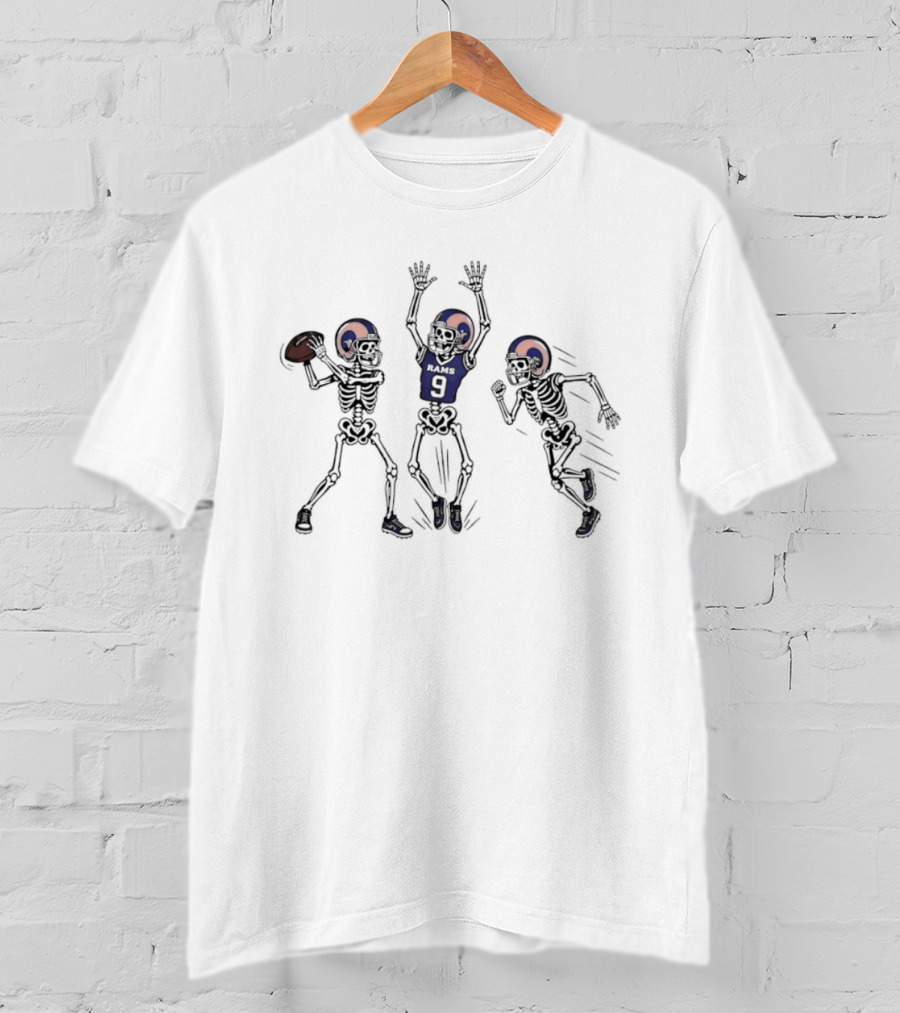 Los Angeles Rams Matthew Stafford 9 Skeleton Football Players T-Shirt