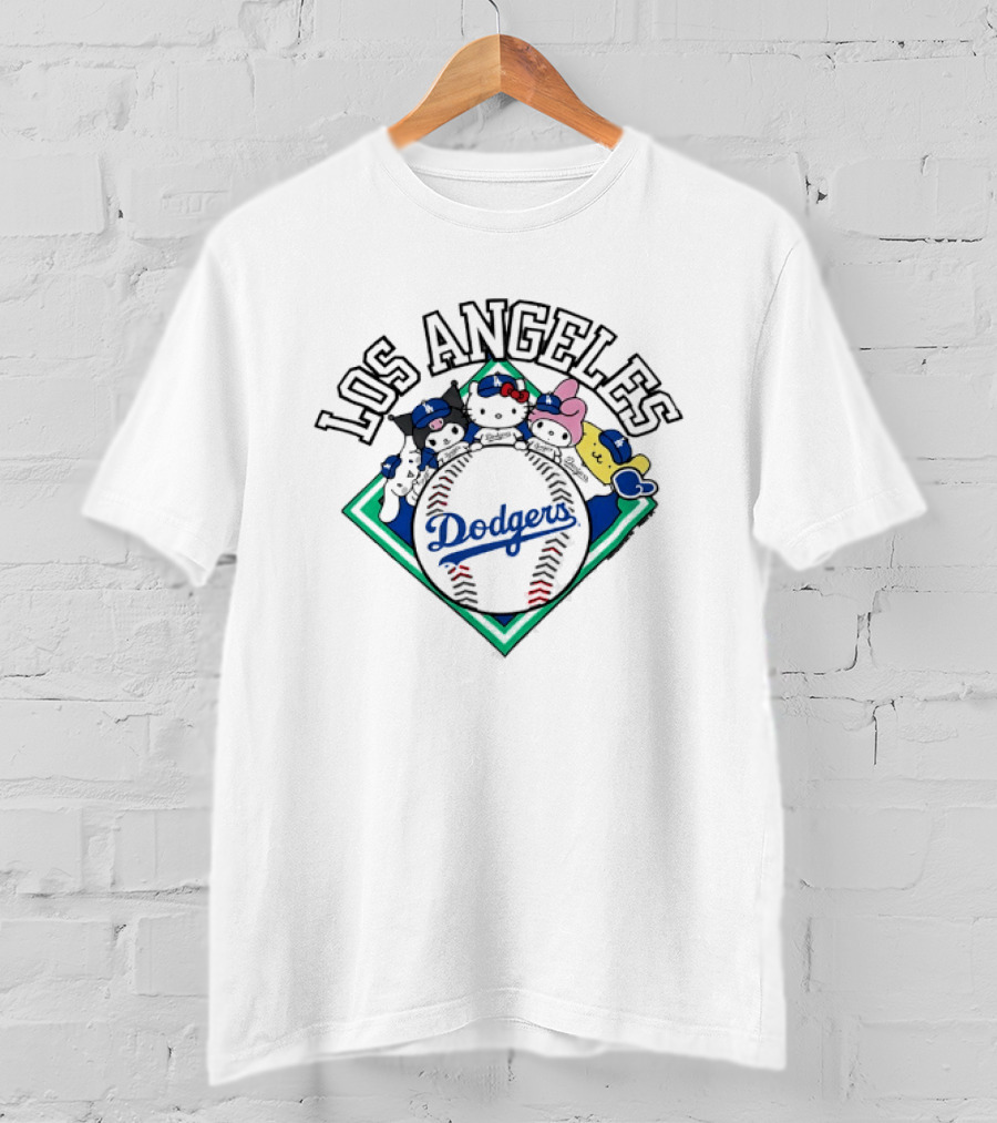 Los Angeles Dodgers Sanrio Baseball Characters T-Shirt