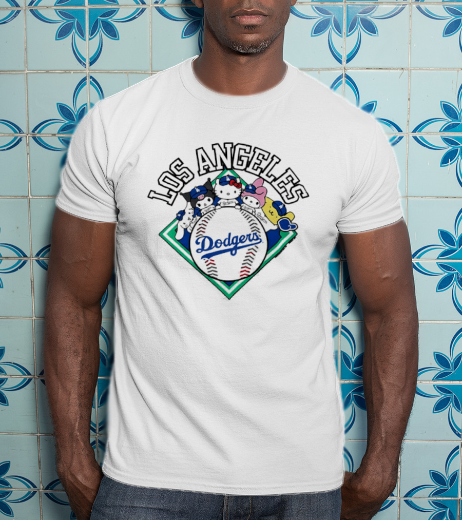 Los Angeles Dodgers Sanrio Baseball Characters T-Shirt