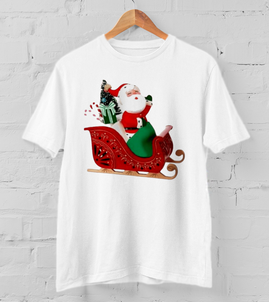 Santa Showtoppers Mini Tree Hallmark White Sleigh Christmas Scene T-Shirt