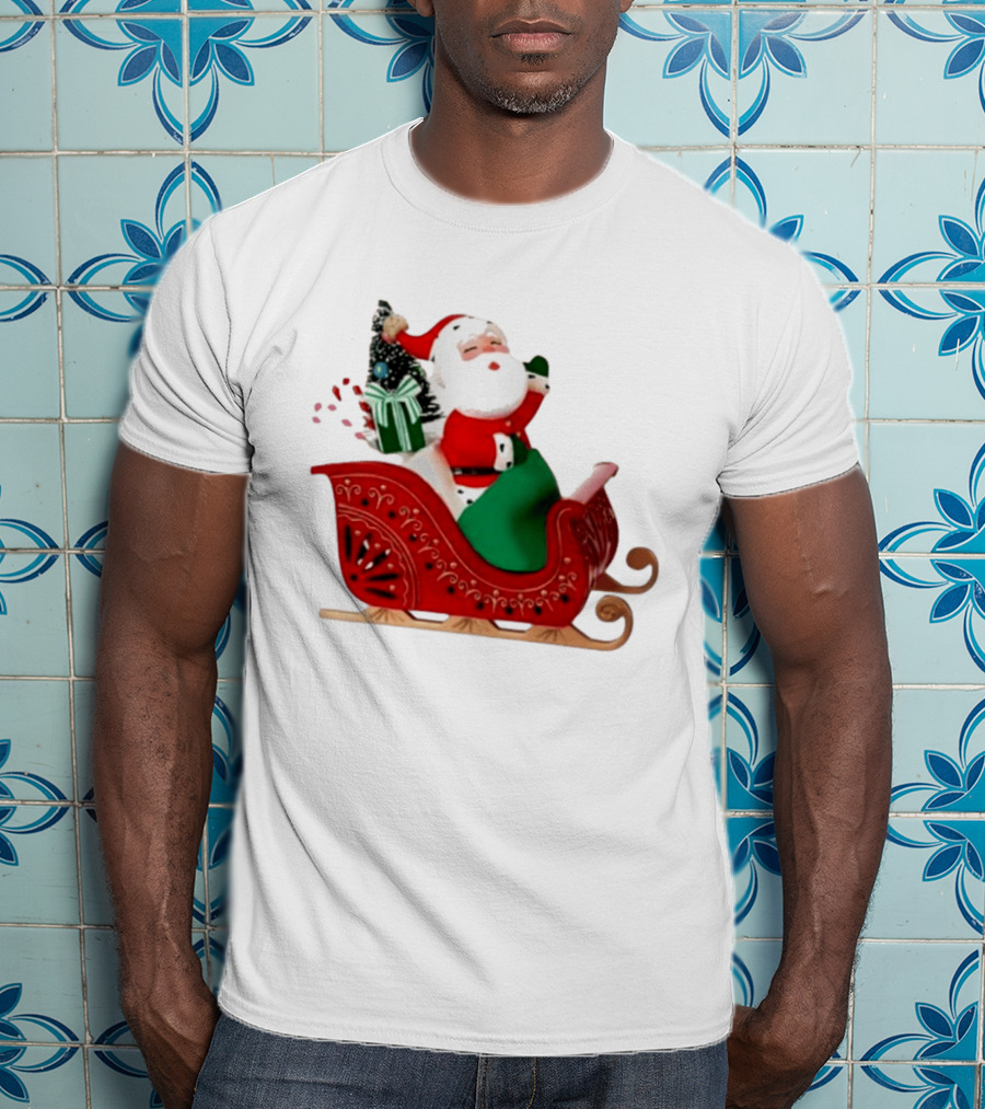 Santa Showtoppers Mini Tree Hallmark White Sleigh Christmas Scene T-Shirt