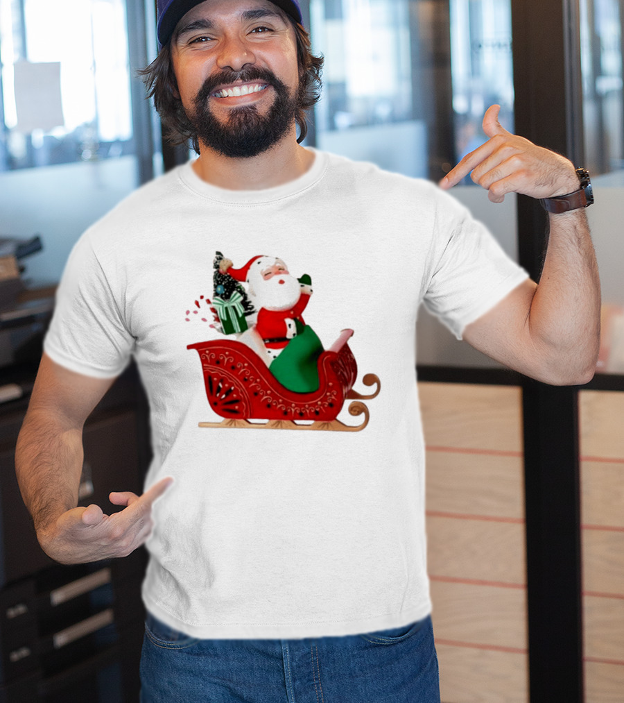 Santa Showtoppers Mini Tree Hallmark White Sleigh Christmas Scene T-Shirt