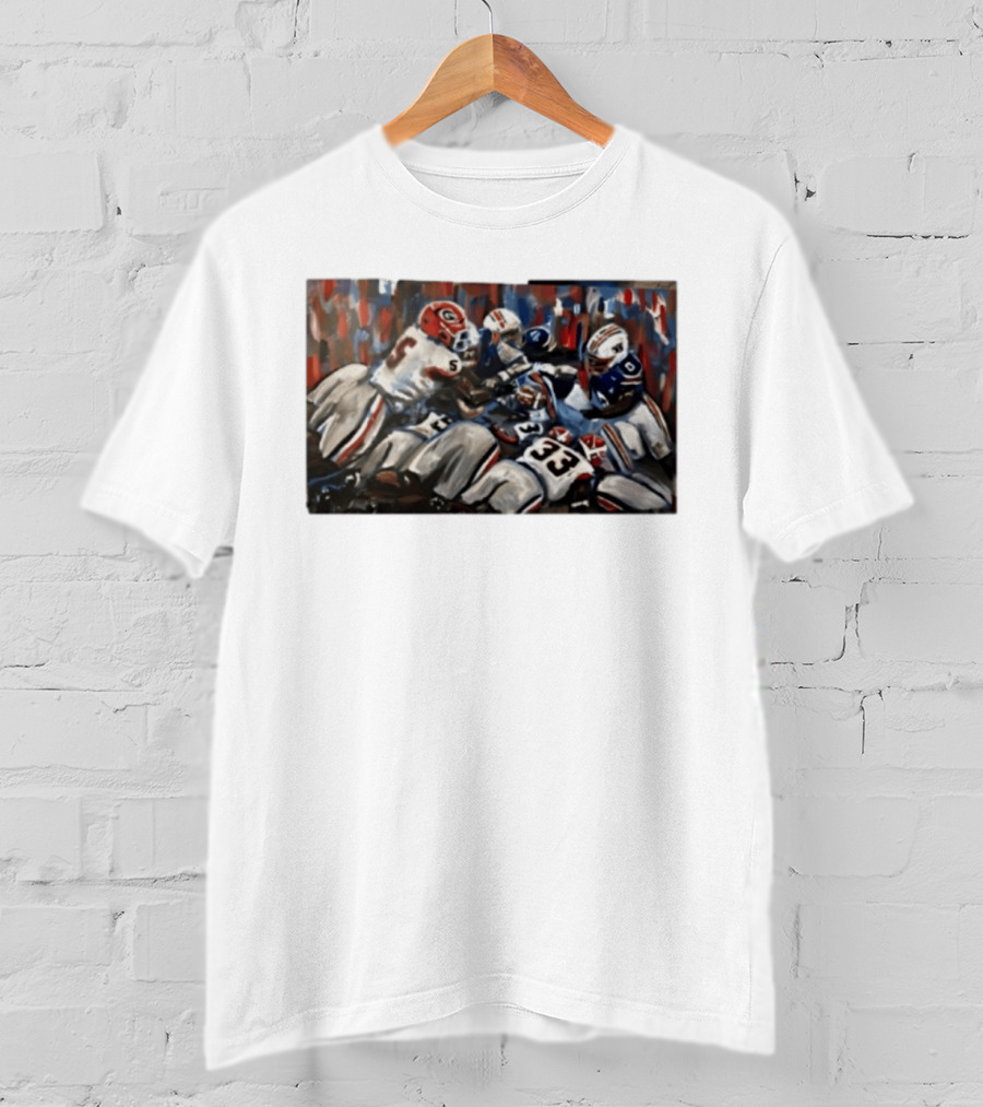 Georgia Bulldogs Auburn Tigers College Football Rivalry Game Day Action T-Shirt
