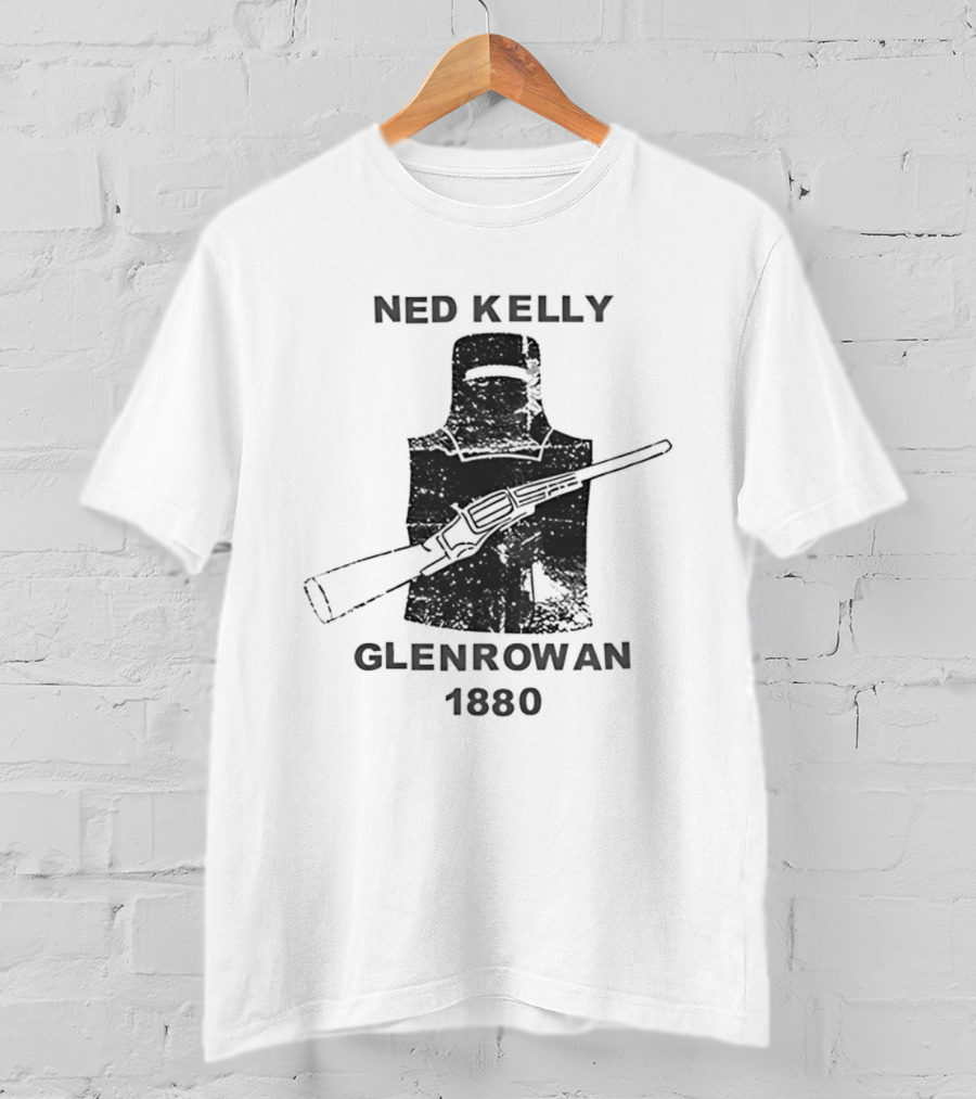Ned Kelly Glenrowan 1880 Distressed Australian History Iconic Outlaw Image T-Shirt