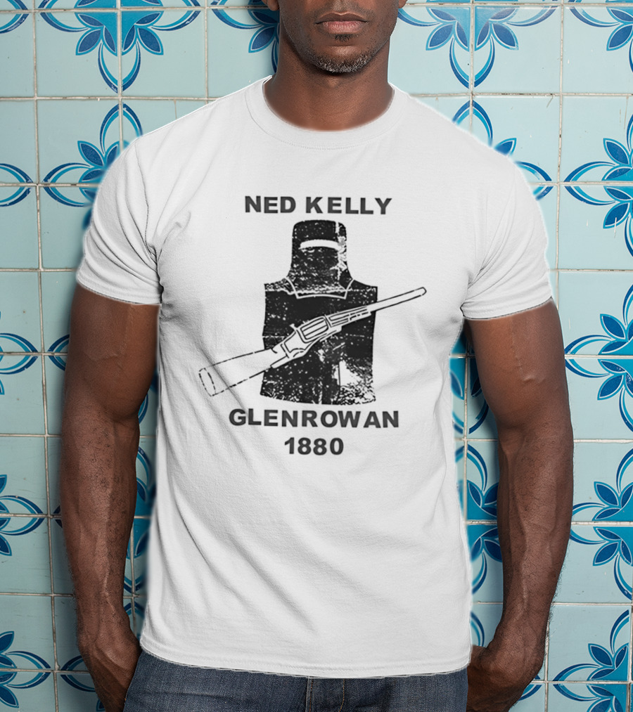 Ned Kelly Glenrowan 1880 Distressed Australian History Iconic Outlaw Image T-Shirt