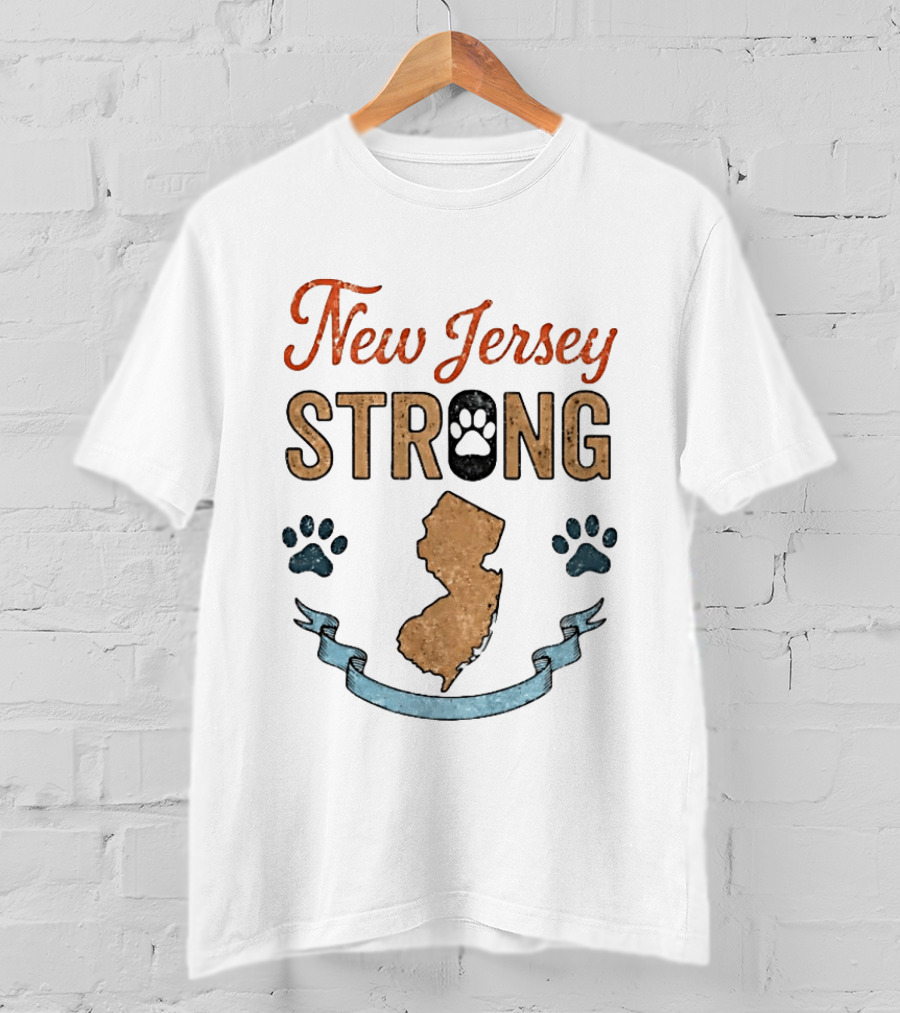 New Jersey Strong Standwithoscar Paw Print State Pride T-Shirt