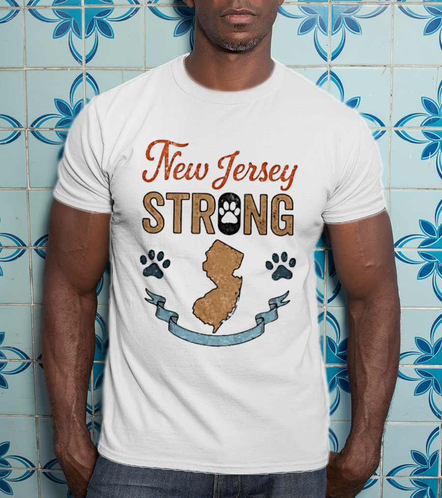 New Jersey Strong Standwithoscar Paw Print State Pride T-Shirt