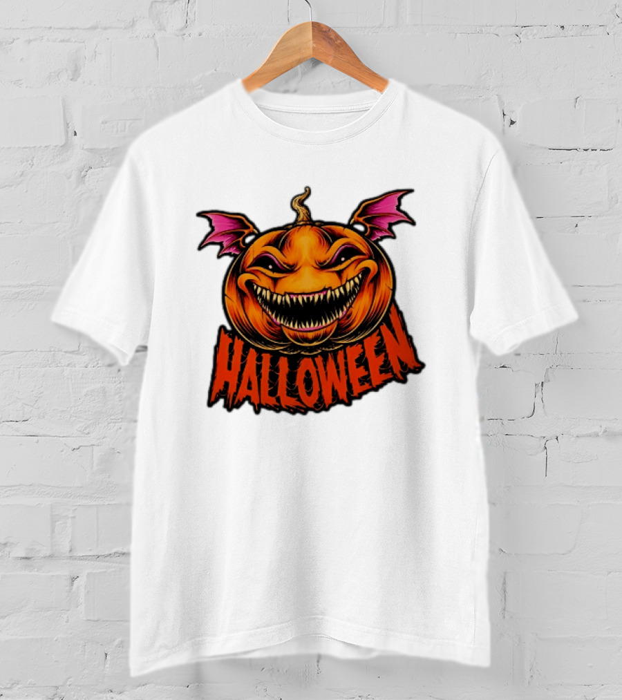 Halloween Bat Winged Jack O' Lantern Pumpkin T-Shirt