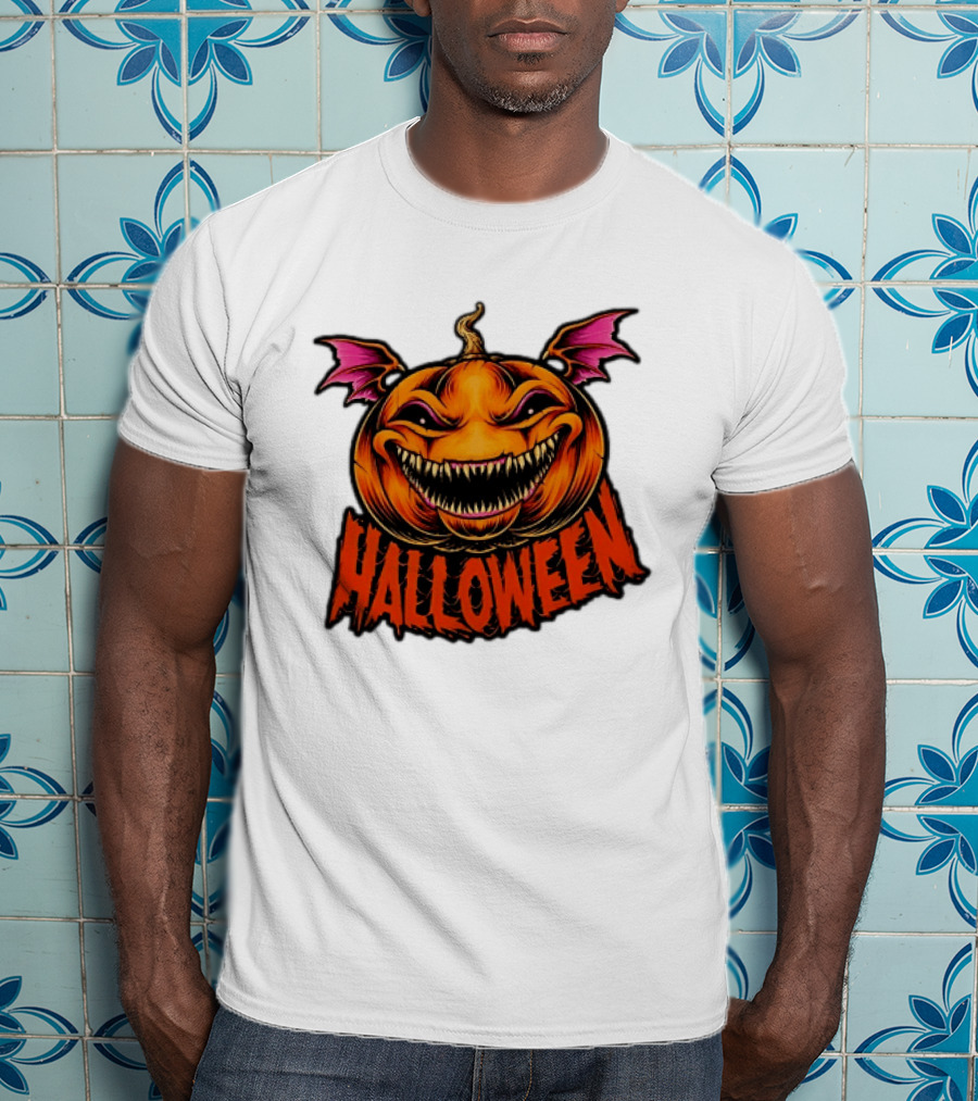Halloween Bat Winged Jack O' Lantern Pumpkin T-Shirt