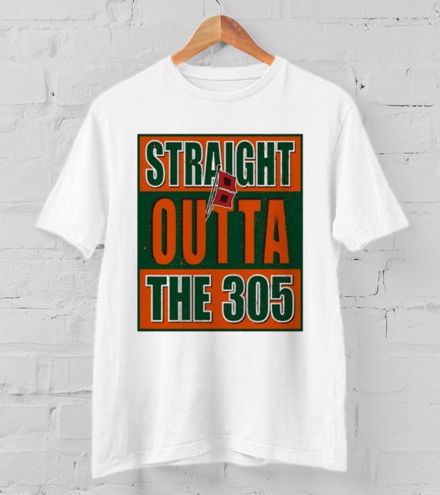 Straight Outta The 305 Miami Hurricane Spirit Flag T-Shirt