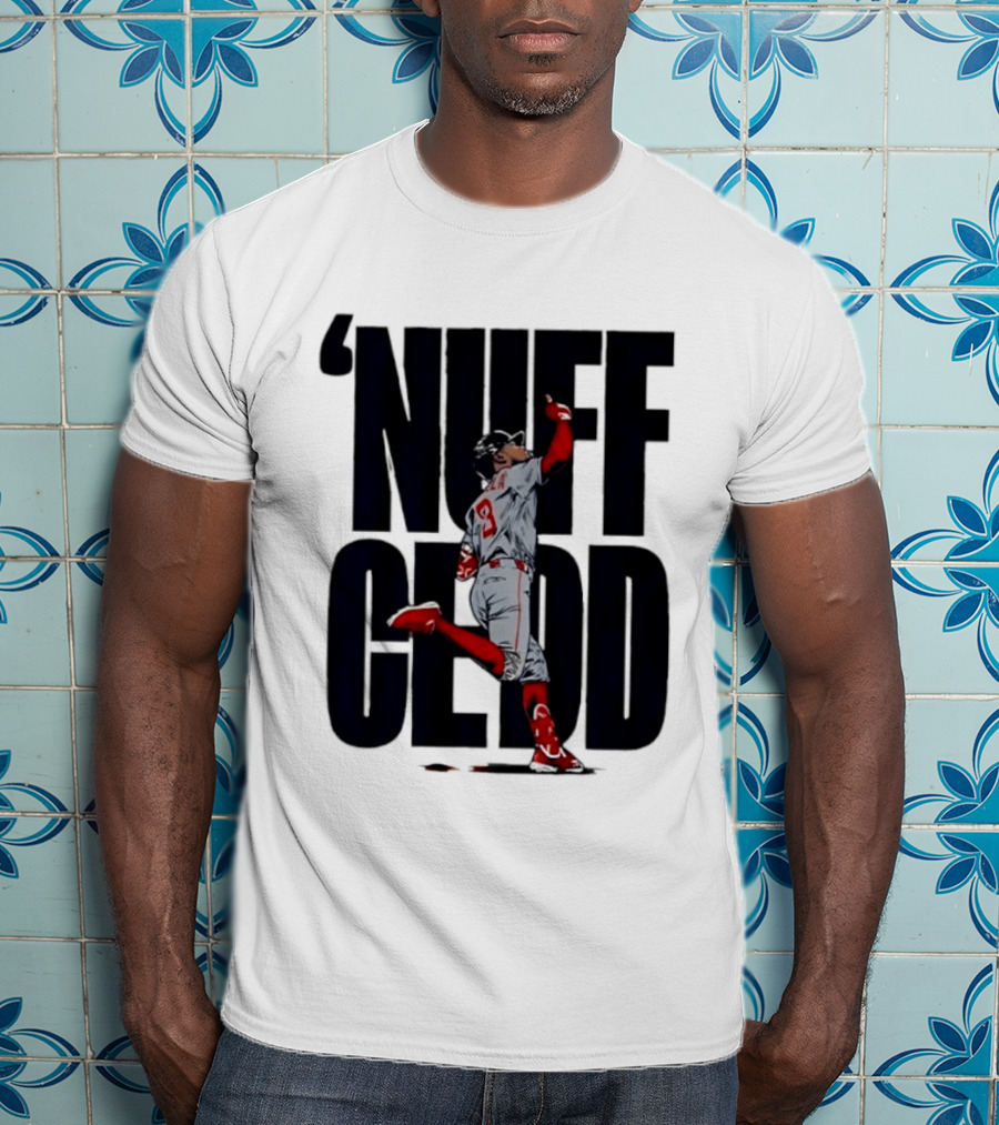 Nuff Cedd Baseball Player Number 9 Running Bases Pointing Up T-Shirt