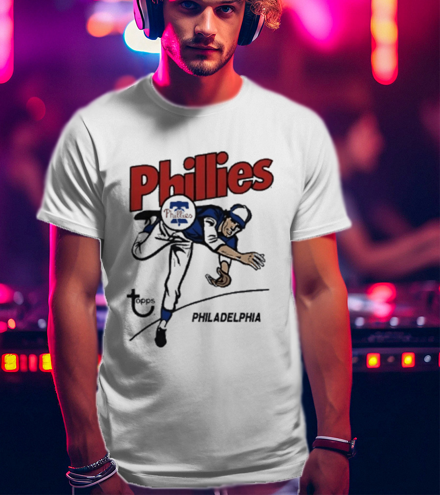 Topps Phillies Philadelphia Baseball Pitcher T-Shirt