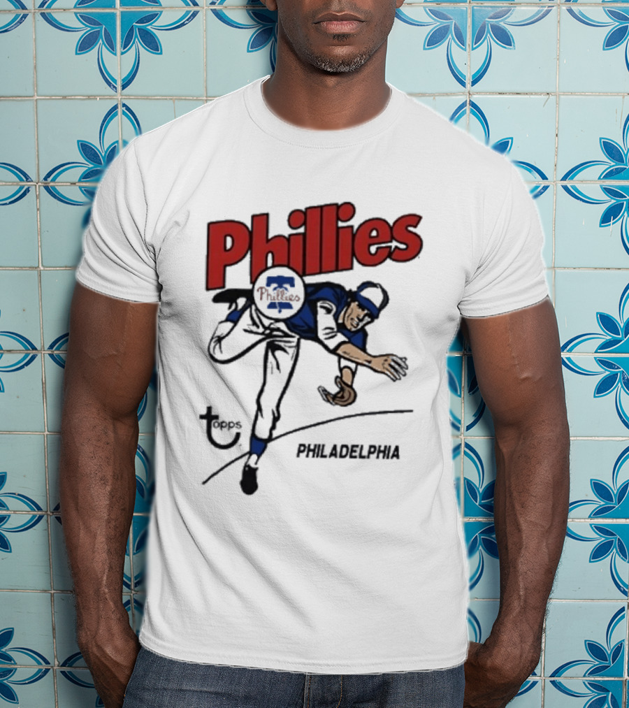 Topps Phillies Philadelphia Baseball Pitcher T-Shirt