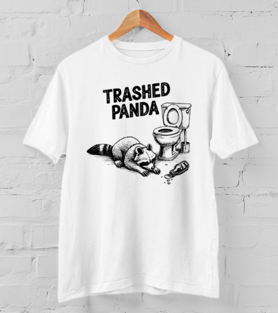 Trashed Panda Funny Raccoon Toilet Scene T-Shirt