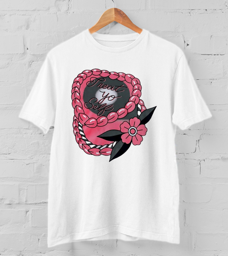 Treat Yo Self Floral Lei Parks And Recreation Pink Flower T-Shirt