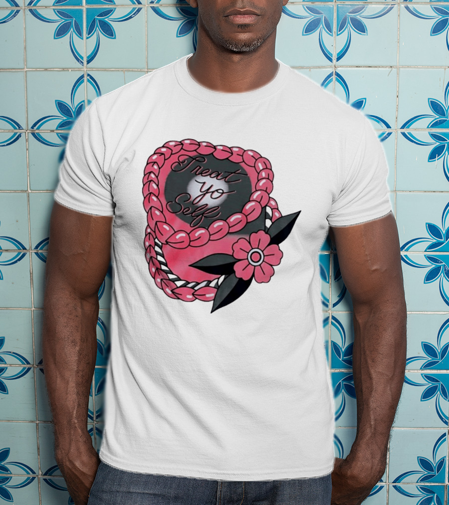 Treat Yo Self Floral Lei Parks And Recreation Pink Flower T-Shirt