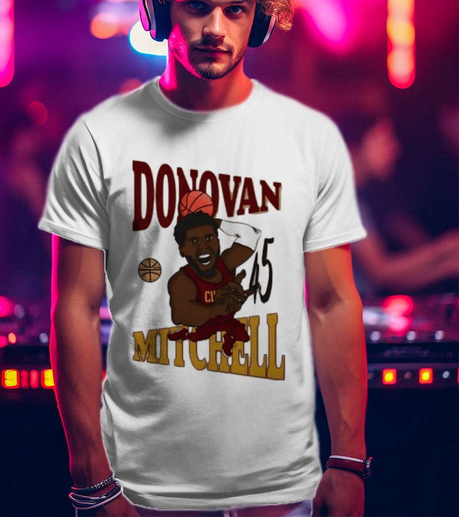 Donovan Mitchell Cleveland Cavaliers Basketball Number 45 Dunking T-Shirt