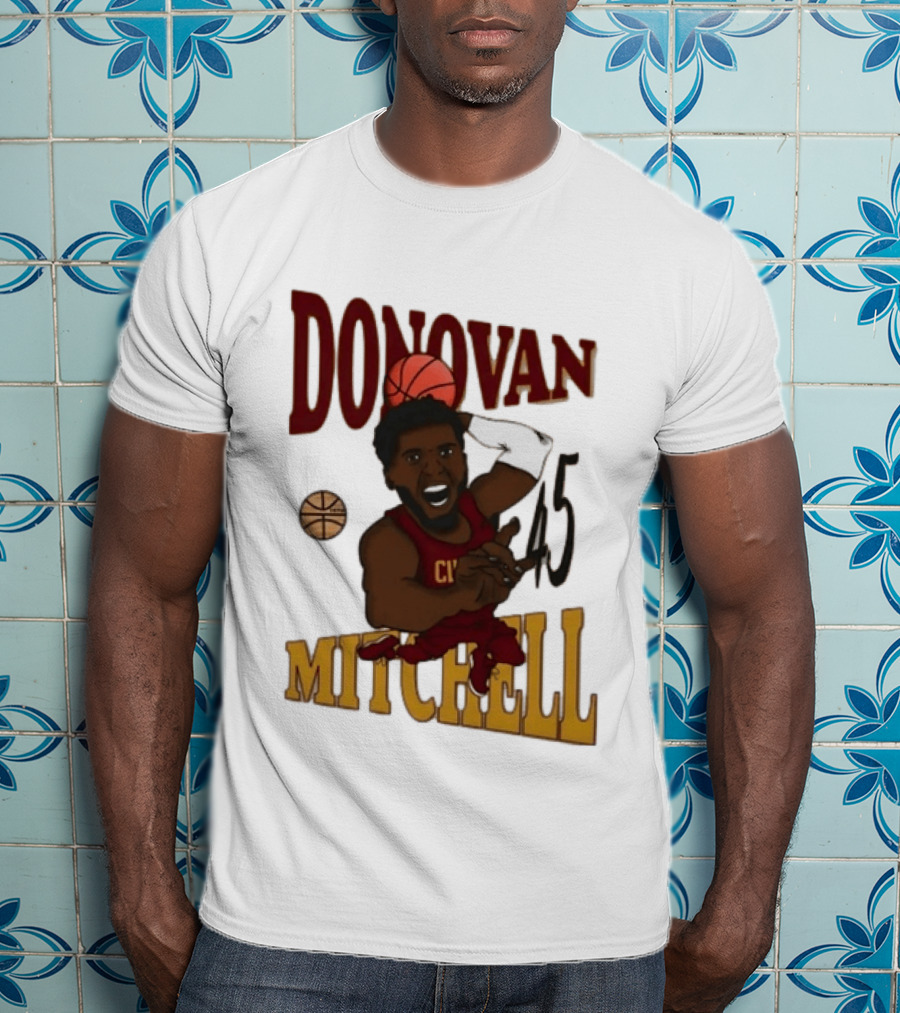 Donovan Mitchell Cleveland Cavaliers Basketball Number 45 Dunking T-Shirt