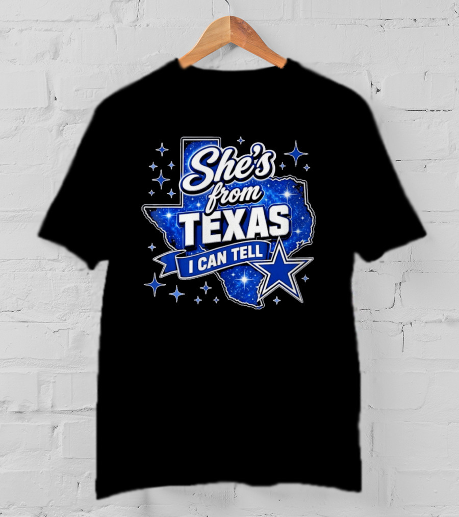 She's From Texas I Can Tell Star Blue Texas T-Shirt
