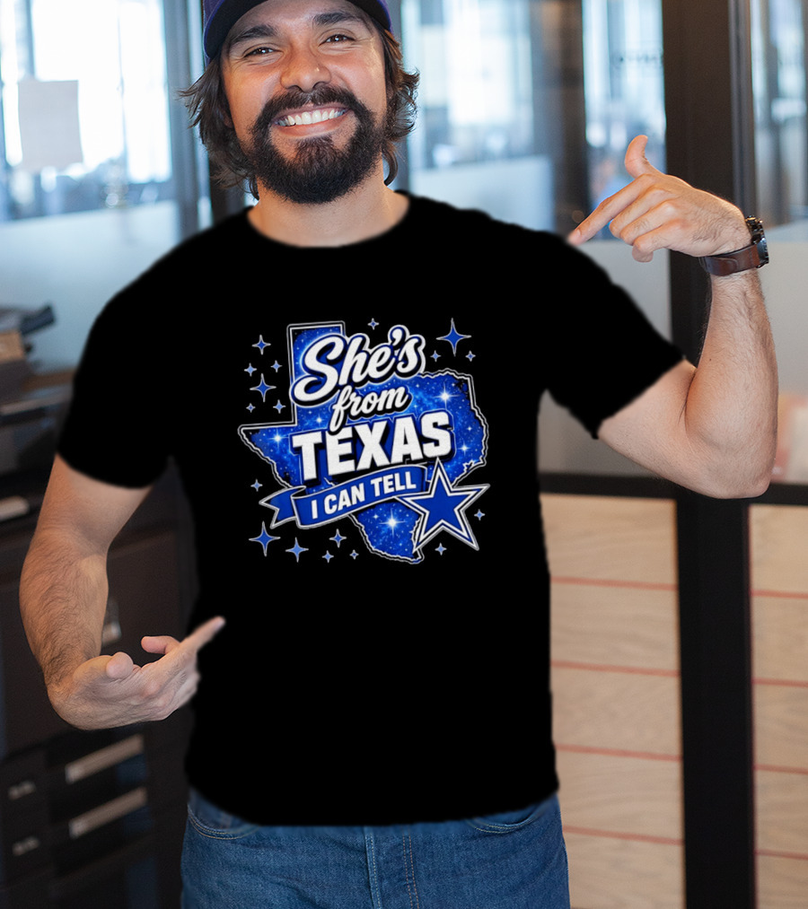 She's From Texas I Can Tell Star Blue Texas T-Shirt