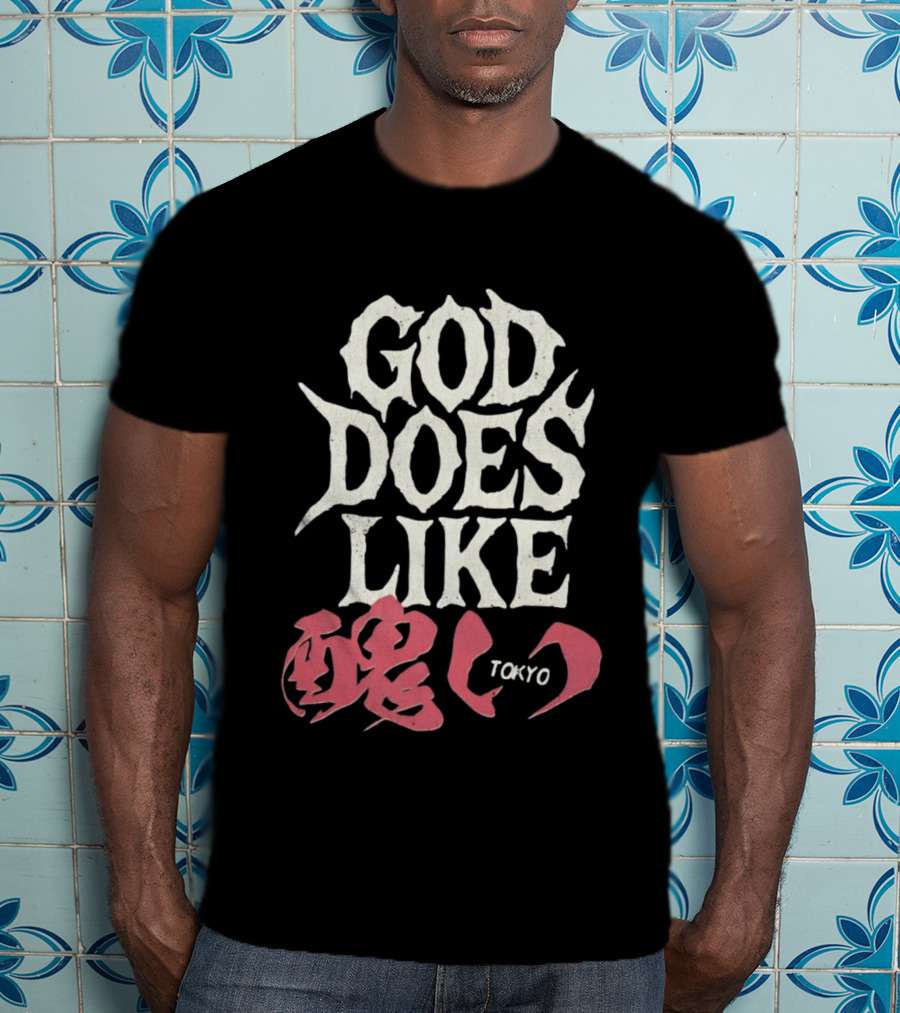 God Does Like Tokyo Japanese Kanji Soul Distressed T-Shirt