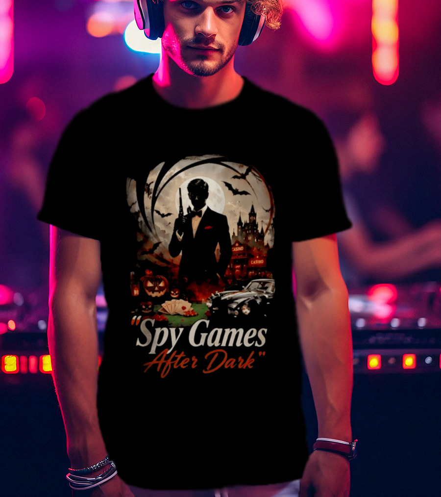 Spy Games After Dark Casino Halloween James Bond T-Shirt