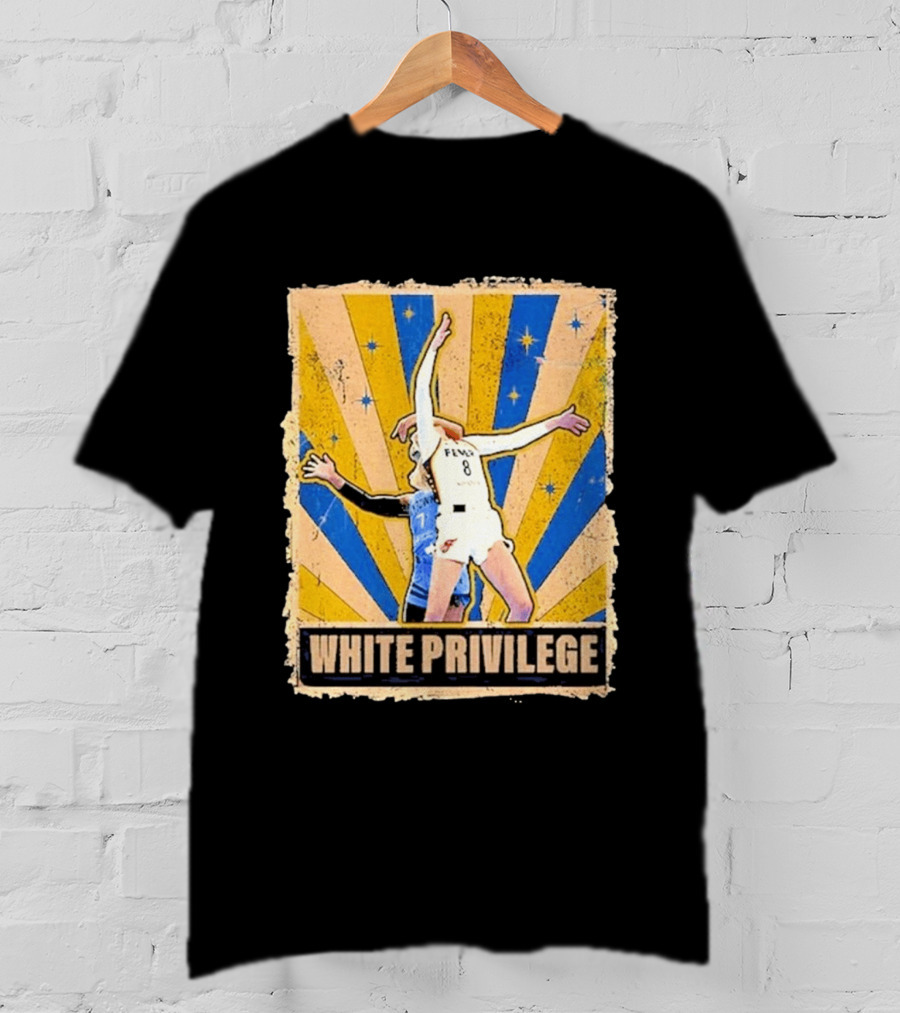 White Privilege Basketball Collision Moment Blue Yellow Starburst T-Shirt