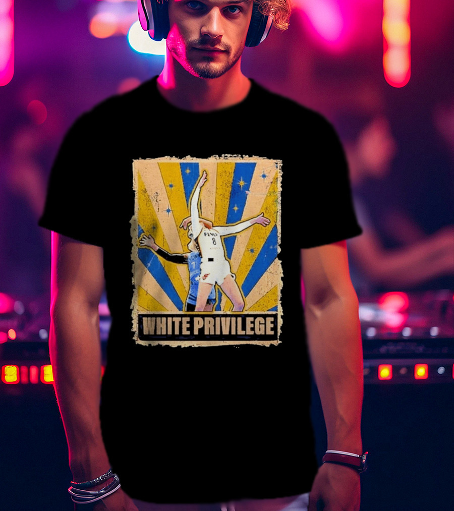 White Privilege Basketball Collision Moment Blue Yellow Starburst T-Shirt