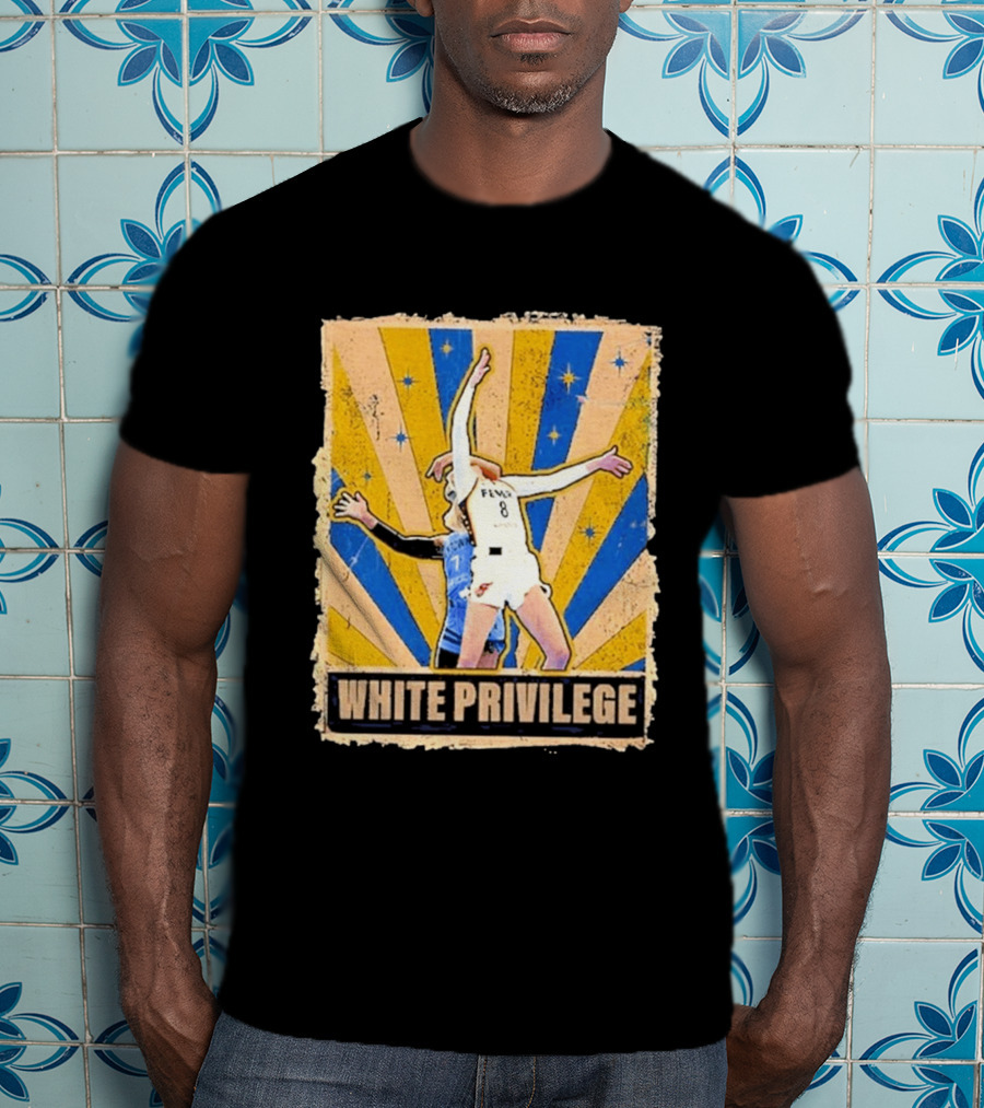 White Privilege Basketball Collision Moment Blue Yellow Starburst T-Shirt