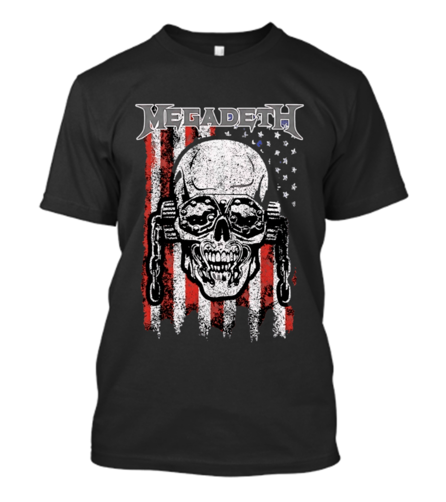 Megadeth American Flag Skull Distressed Chain T-Shirt