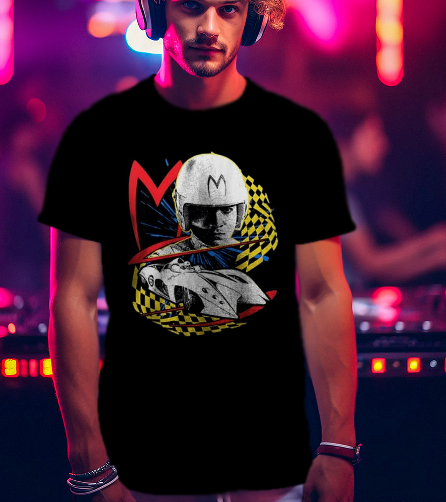 World Racing League WRL Speed Racer Mach 5 Checkered Flag Racing T-Shirt