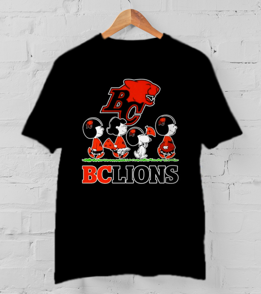 Peanuts Characters Collaboration With BC Lions CFL Team T-Shirt