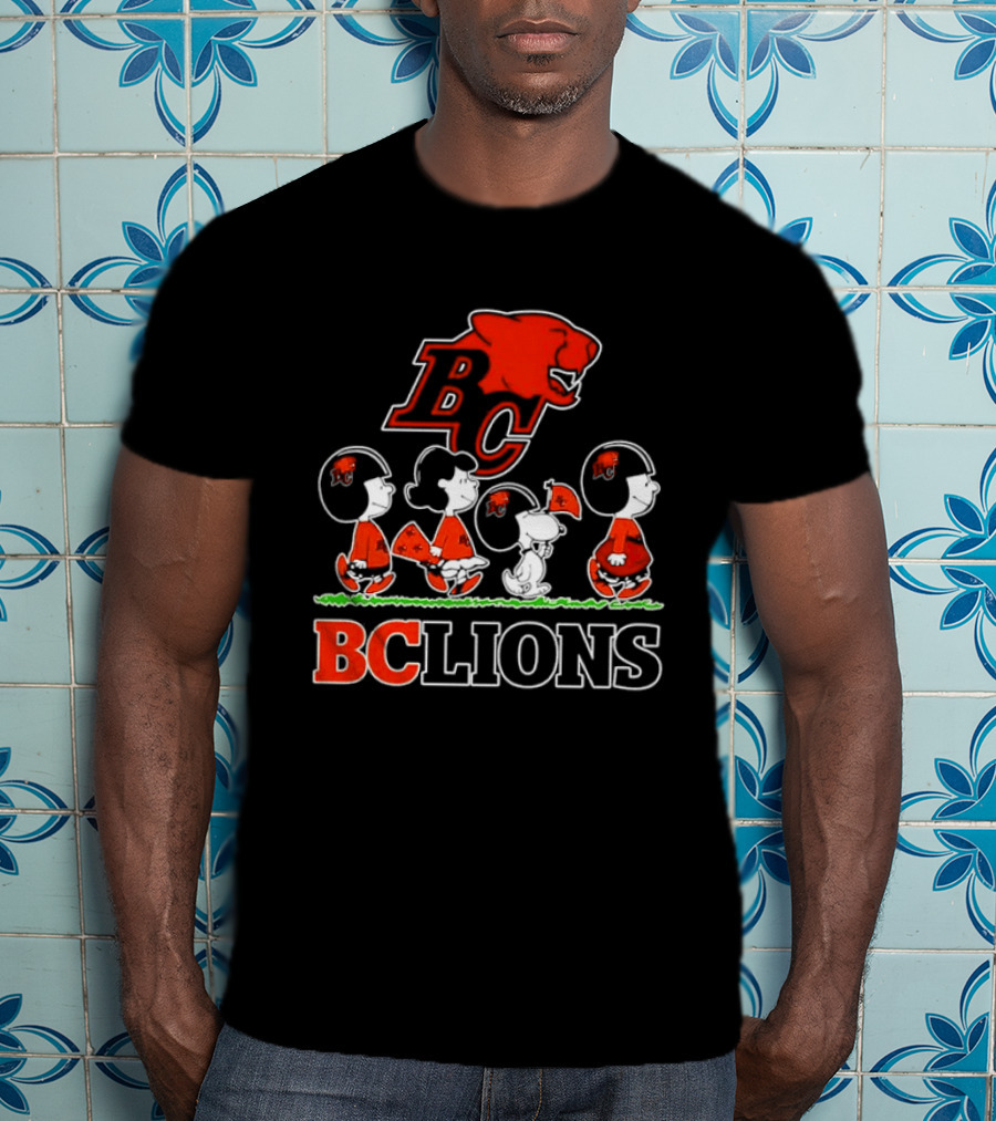 Peanuts Characters Collaboration With BC Lions CFL Team T-Shirt