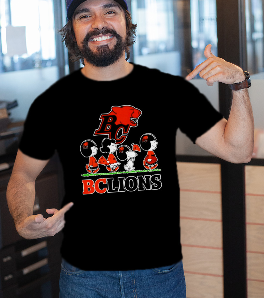Peanuts Characters Collaboration With BC Lions CFL Team T-Shirt