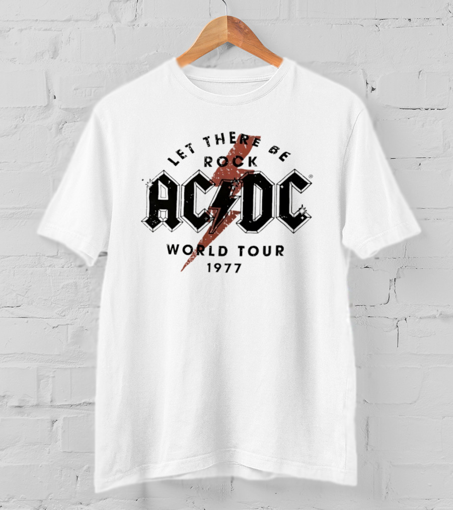 AC DC Let There Be Rock 1977 World Tour Lightning Bolt T-Shirt