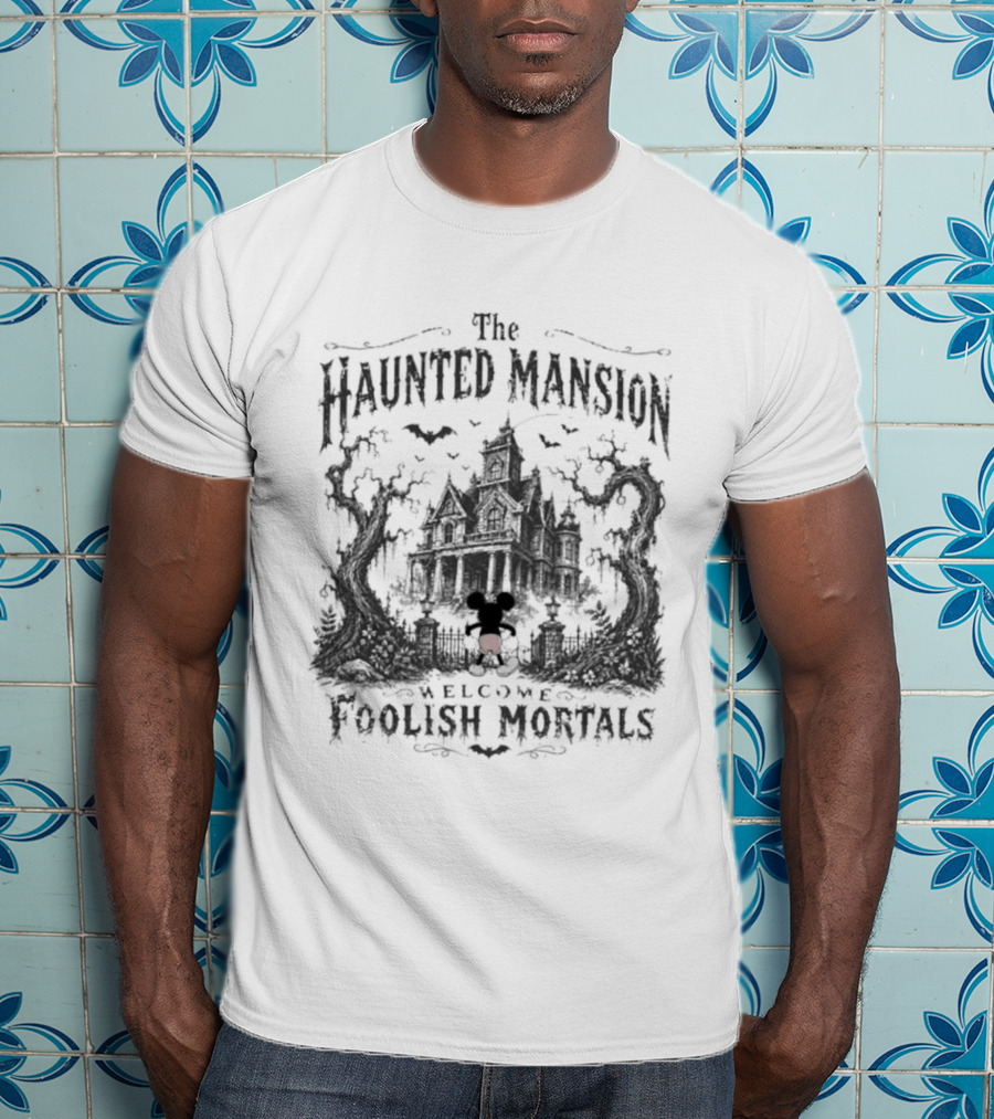 The Haunted Mansion Welcome Foolish Mortals Disney Halloween Mickey T-Shirt