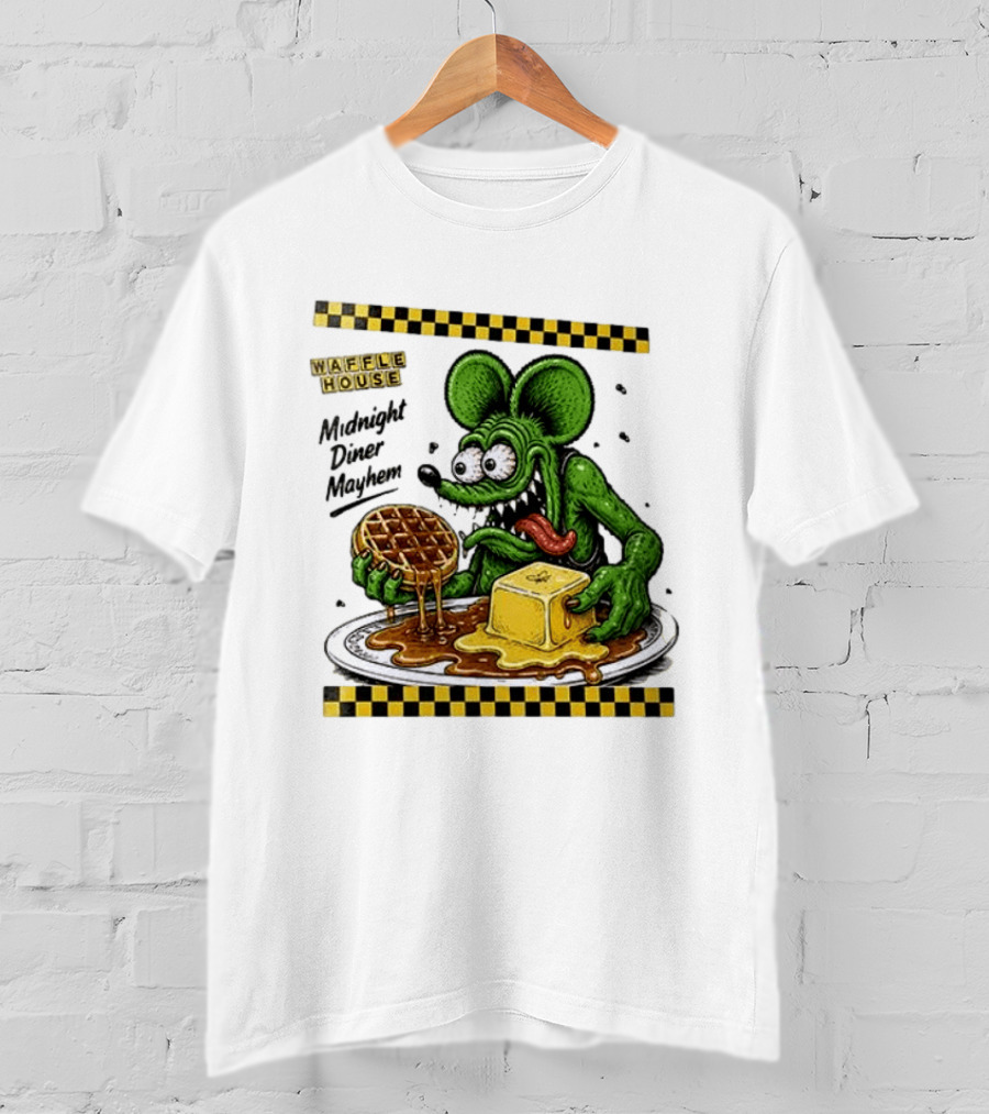 Rat Fink Waffle House Midnight Diner Mayhem Stay Golden T-Shirt