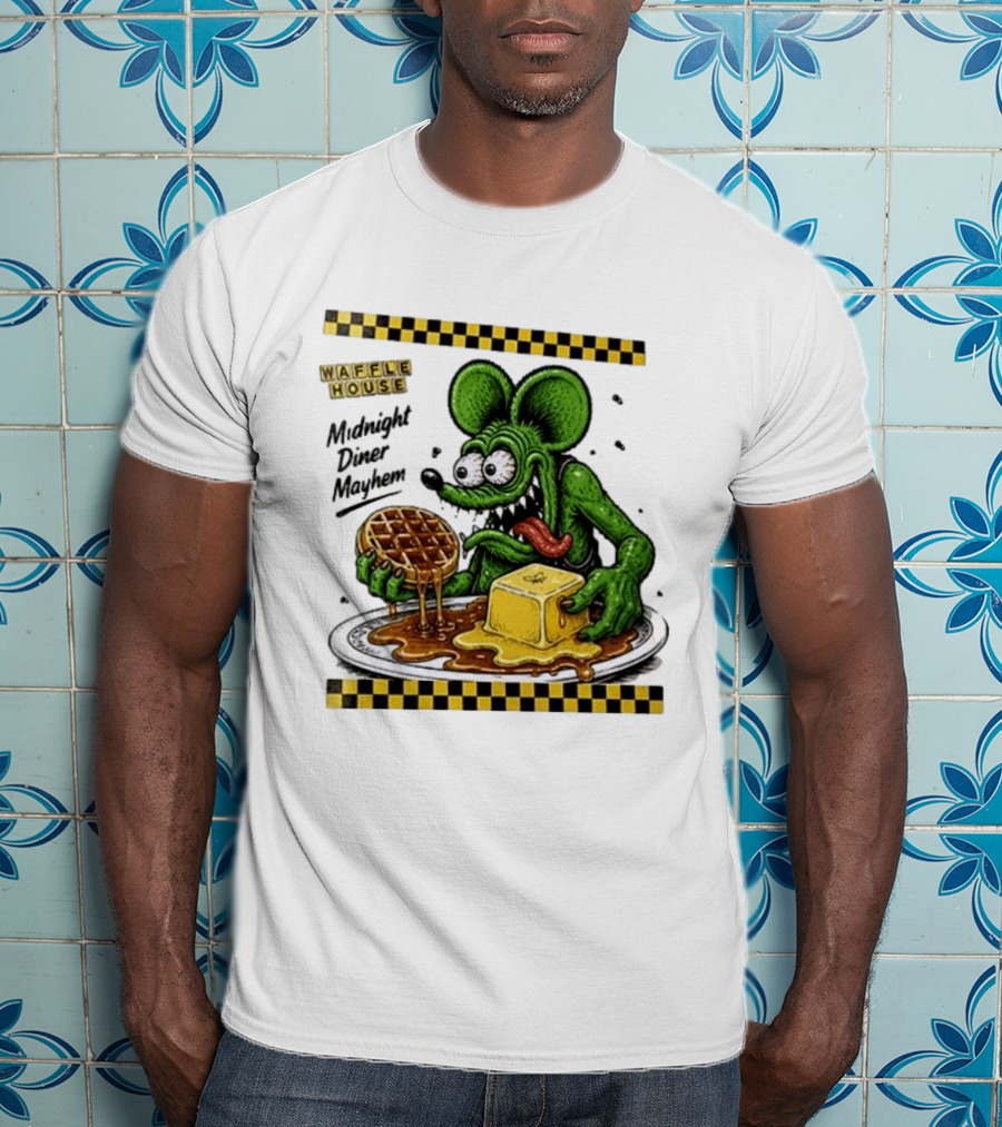Rat Fink Waffle House Midnight Diner Mayhem Stay Golden T-Shirt