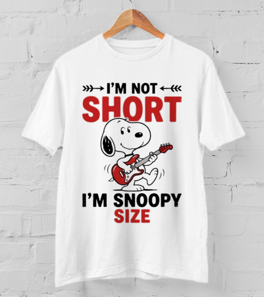 Snoopy Beagle Cartoon I'm Not Short I'm Snoopy Size Guitar Music T-Shirt