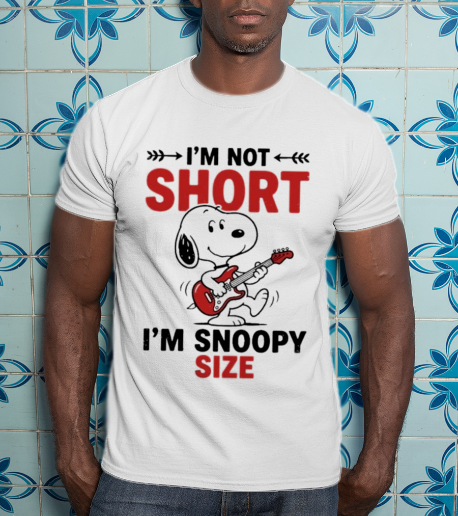 Snoopy Beagle Cartoon I'm Not Short I'm Snoopy Size Guitar Music T-Shirt