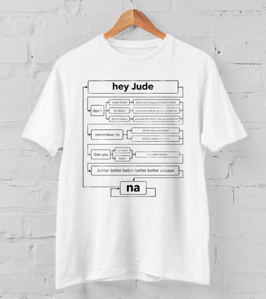 Hey Jude Flowchart Na Better Better Lyrics Classic Rock T-Shirt