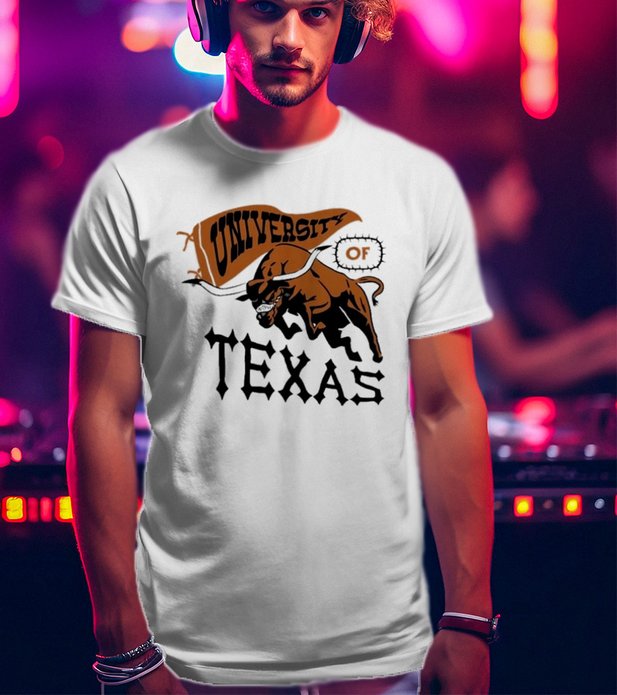University Of Texas Longhorns Bull Mascot Banner T-Shirt