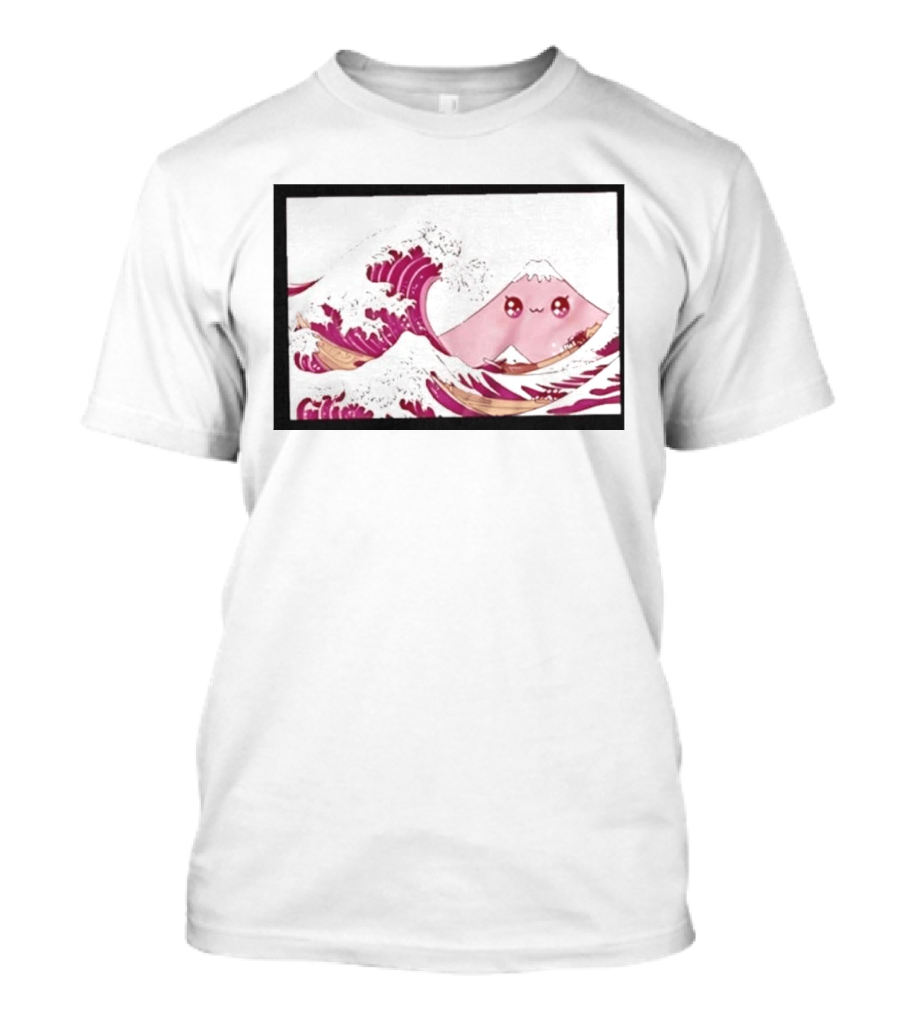 Kawaii Great Wave Pink Mountain Anime T-Shirt