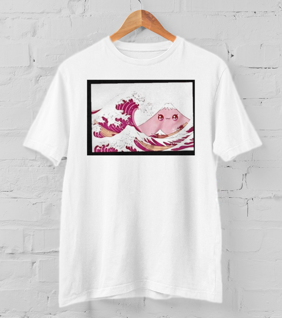Kawaii Great Wave Pink Mountain Anime T-Shirt